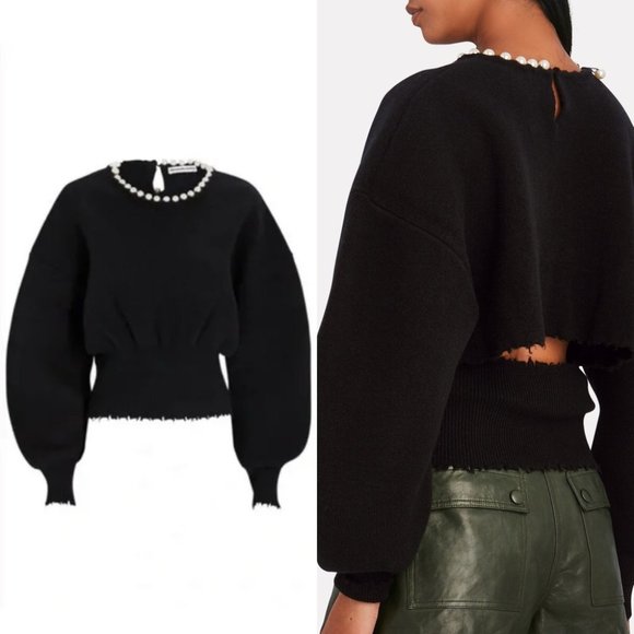 Alexander Wang Sweaters - Alexander Wang Pearl Embellished Slit Back Jumper Sweater Size S
